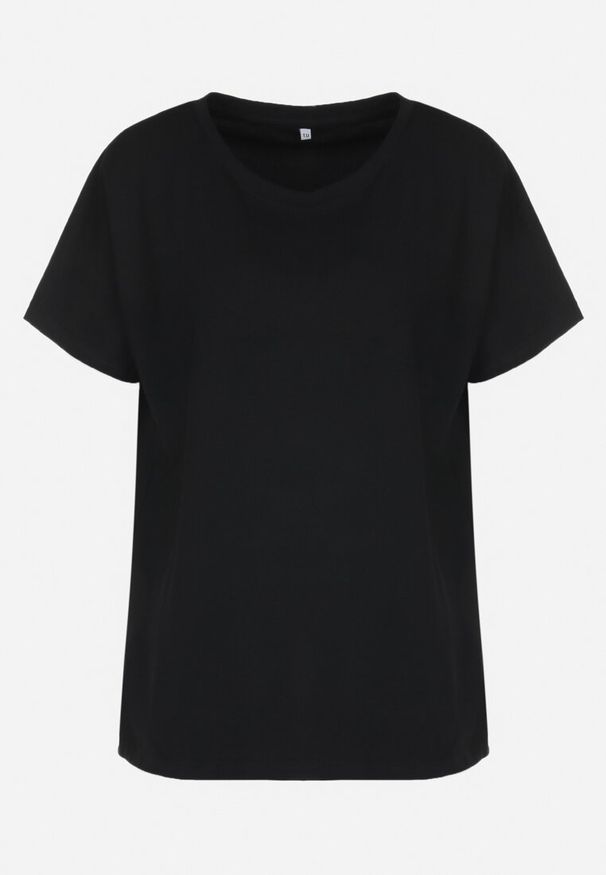 Born2be - Czarny T-shirt z Krótkim Rękawem Tehillah. Kolor: czarny. Materiał: tkanina, bawełna. Długość rękawa: krótki rękaw. Długość: krótkie. Wzór: gładki. Styl: klasyczny
