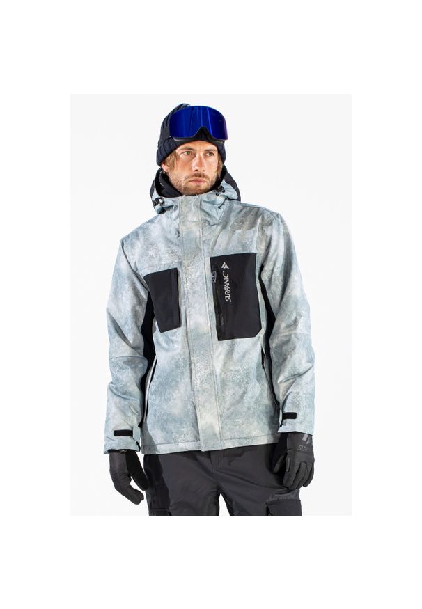Surfanic - Kurtka Snowboardowa Męska SURFANIC STX 10.000 Avalanche – Szara – Wodoodporna. Kolor: szary. Sezon: zima. Sport: snowboard