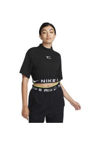 Koszulka Nike Nsw Air Short Sleeve Crop Top, Kobiety. Kolor: czarny. Materiał: poliester, materiał