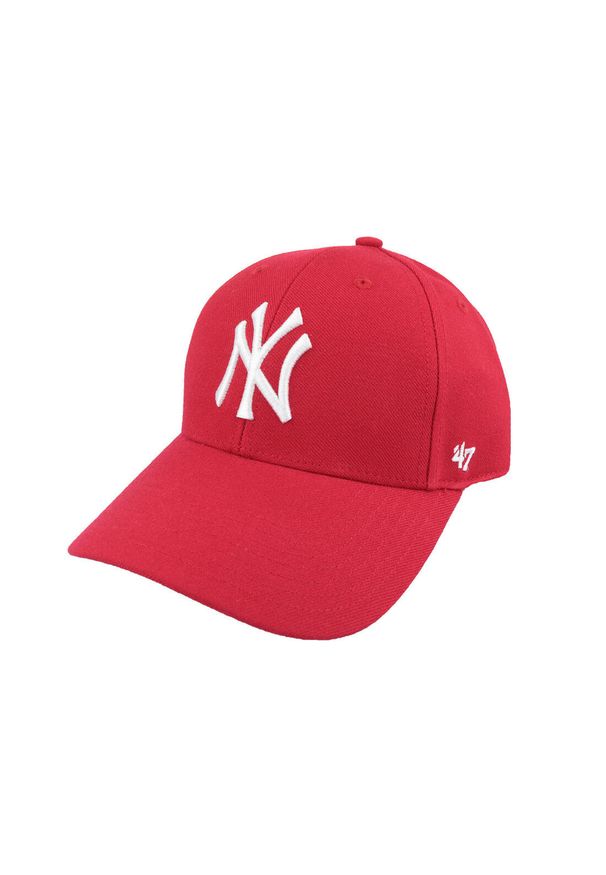 47 Brand - Czapka z daszkiem dziewczęca MLB New York Yankees Yth. Kolor: czerwony. Materiał: wełna, akryl