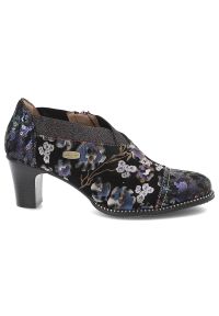Niebieskie Półbuty Laura Vita Eleganckie Obuwie Damskie Premium. Okazja: na co dzień. Kolor: niebieski. Wzór: kwiaty. Obcas: na obcasie. Styl: elegancki. Wysokość obcasa: średni #7