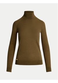 Lauren Ralph Lauren - LAUREN RALPH LAUREN Golf 200940470005 Brązowy Slim Fit. Typ kołnierza: golf. Kolor: brązowy. Materiał: jedwab #5