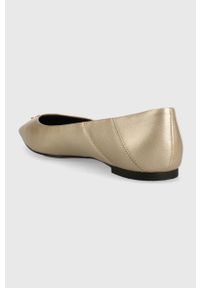 TOMMY HILFIGER - Tommy Hilfiger baleriny skórzane Pointy Chic kolor złoty. Kolor: złoty. Materiał: skóra. Obcas: na obcasie. Wysokość obcasa: niski #5