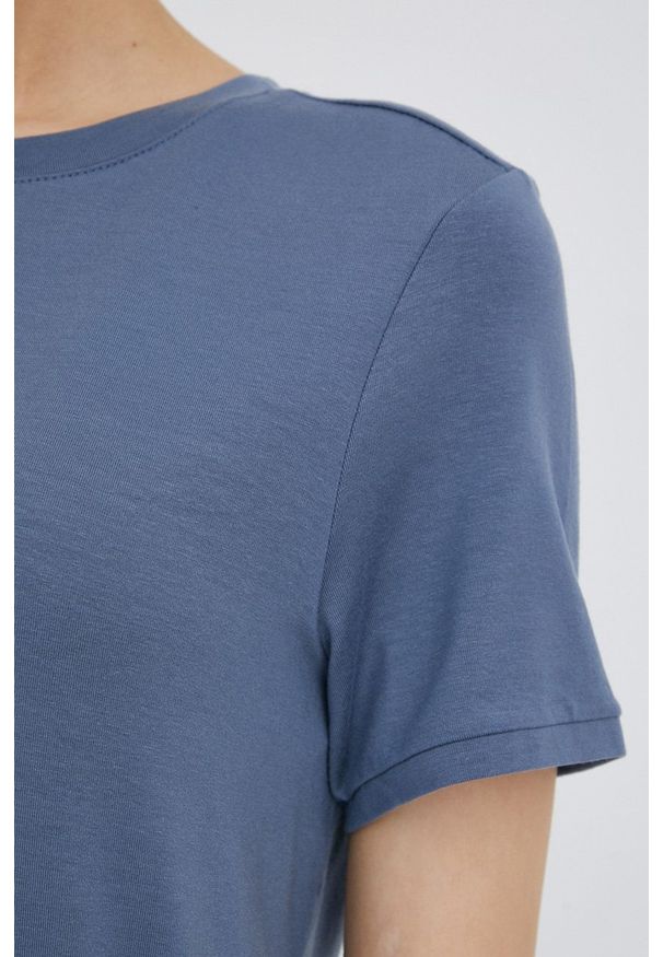 Vero Moda sukienka mini prosta. Okazja: na co dzień. Kolor: niebieski. Materiał: materiał, dzianina. Długość rękawa: krótki rękaw. Typ sukienki: proste. Styl: casual. Długość: mini