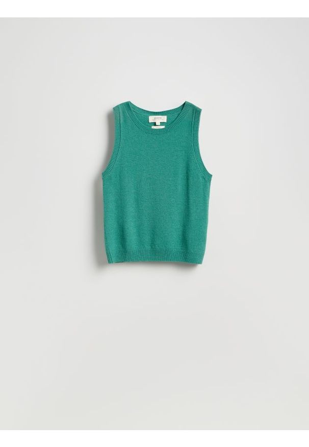 Reserved - Wełniana kamizelka - zielony. Kolor: zielony. Materiał: wełna