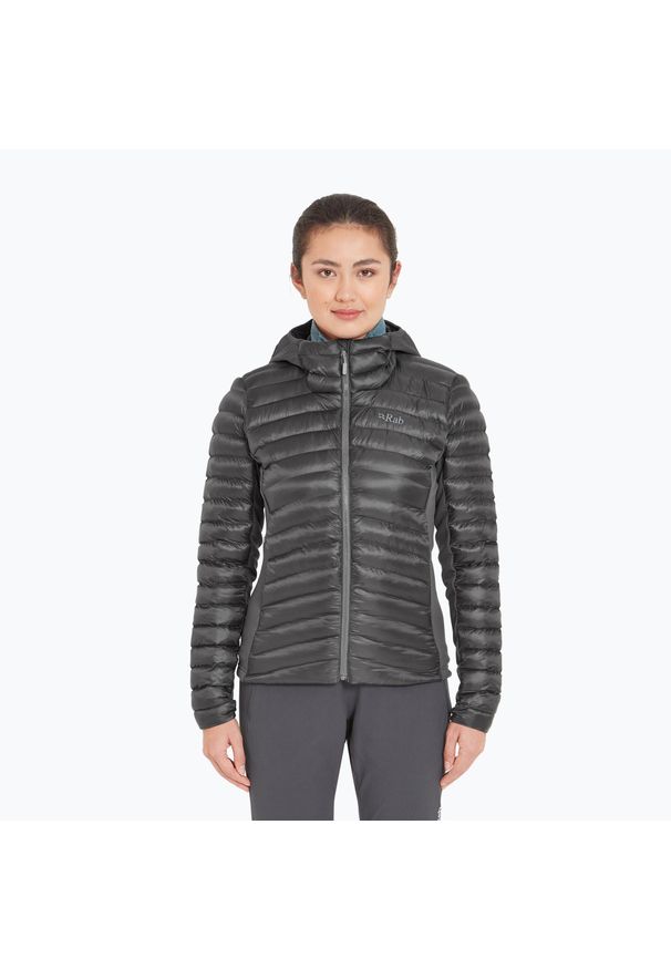 Kurtka puchowa damska Rab Cirrus Flex Hoody. Kolor: czarny. Materiał: puch. Sport: turystyka piesza