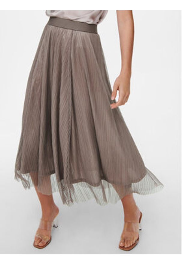 only - ONLY Spódnica midi 15214303 Brązowy Regular Fit. Kolor: brązowy. Materiał: syntetyk