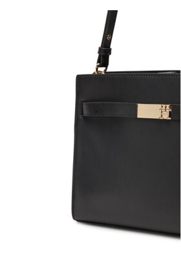 TOMMY HILFIGER - Tommy Hilfiger Torebka Heritage Shoulder Bag AW0AW17182 Czarny. Kolor: czarny. Materiał: skórzane