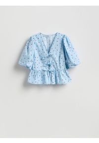 Reserved - Bluzka w serca - jasnoniebieski. Kolor: niebieski. Materiał: bawełna #1