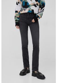 Wrangler jeansy STRAIGHT SOFT NIGHTS damskie medium waist. Kolor: szary