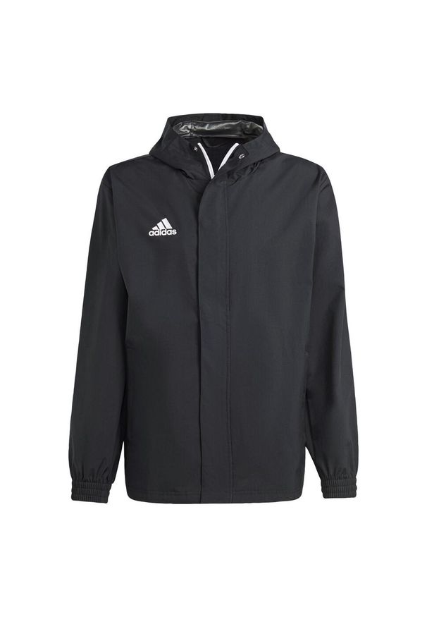 Kurtka piłkarska męska Adidas Entrada 22 All-Weather. Kolor: czarny. Materiał: poliester. Sport: piłka nożna