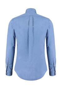 Ralph Lauren - RALPH LAUREN - Błękitna koszula z haftowanym logo Slim Fit. Typ kołnierza: polo. Kolor: niebieski. Materiał: bawełna. Wzór: haft #2