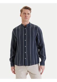 Bugatti Koszula 9550-78954C Granatowy Casual Fit. Okazja: na co dzień. Kolor: niebieski. Materiał: len. Styl: casual #1