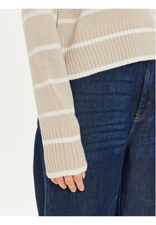 Brave Soul Sweter LK-230MASONC Beżowy Regular Fit. Kolor: beżowy. Materiał: syntetyk