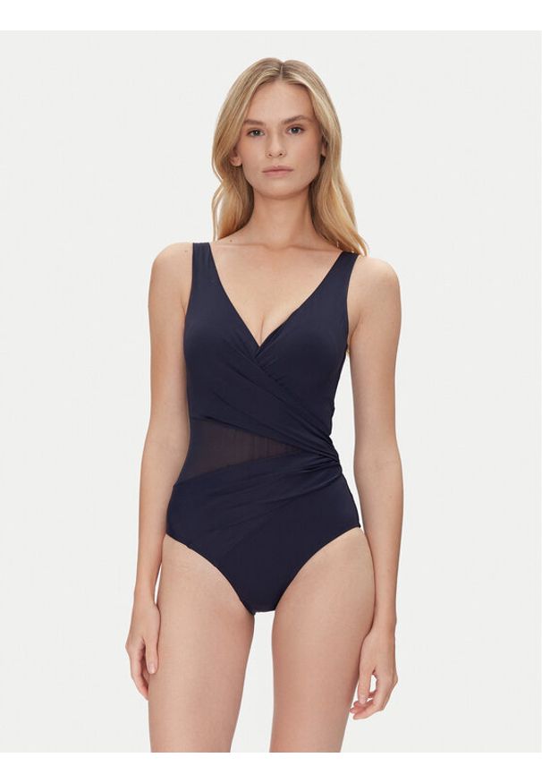 Hunkemöller Strój kąpielowy Shaping Shell 301235 Granatowy. Kolor: niebieski. Materiał: syntetyk