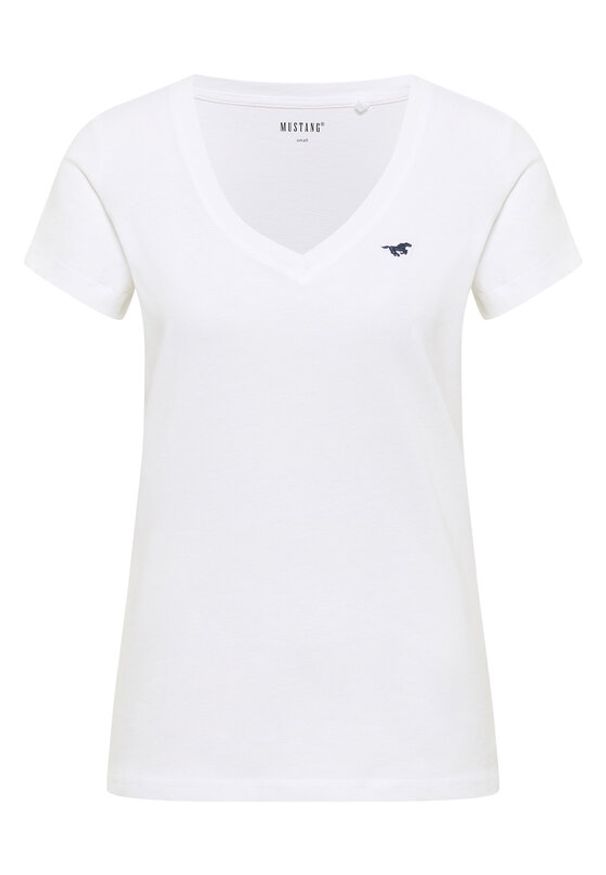 Mustang T-Shirt Beverly 1016517 Biały Slim Fit. Kolor: biały. Materiał: bawełna