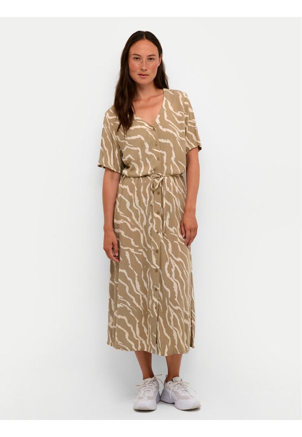Kaffe Sukienka koszulowa Tara 10507379 Beżowy Regular Fit. Kolor: beżowy. Materiał: wiskoza. Typ sukienki: koszulowe