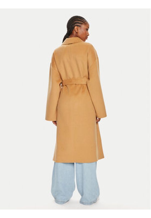 Calvin Klein Płaszcz wełniany K20K207089 Beżowy Oversize. Kolor: beżowy. Materiał: wełna