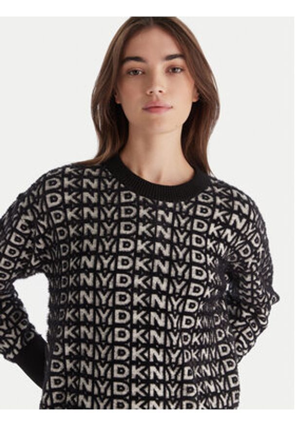 DKNY Sweter P5MSAX92 Czarny Regular Fit. Kolor: czarny. Materiał: bawełna