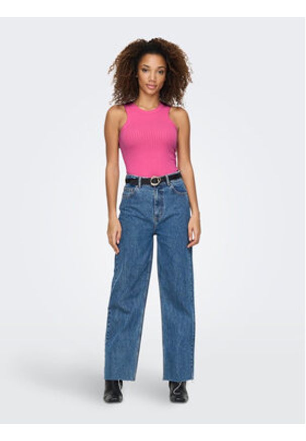 JDY Top 15291932 Różowy Slim Fit. Kolor: różowy. Materiał: wiskoza