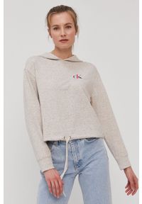 Calvin Klein Underwear Bluza piżamowa damska kolor beżowy. Kolor: beżowy. Materiał: dzianina. Długość: długie