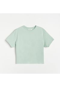 Reserved - Krótki t-shirt z bawełny organicznej - Zielony. Kolor: zielony. Materiał: bawełna. Długość: krótkie #1