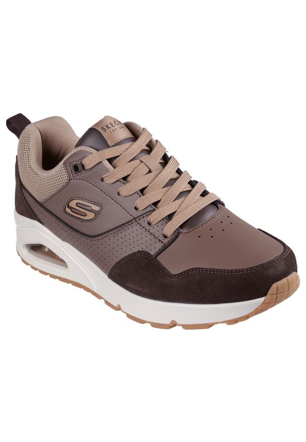 skechers - Buty Skechers Retro Męskie Sneakers Brązowe. Okazja: na co dzień. Kolor: brązowy. Materiał: skóra