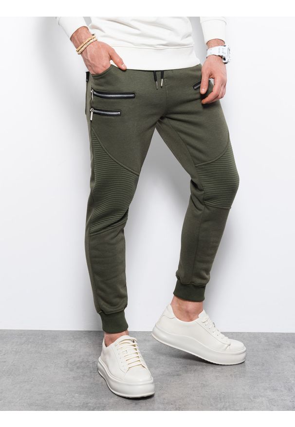 Brązowe spodnie Ombre Clothing z aplikacjami