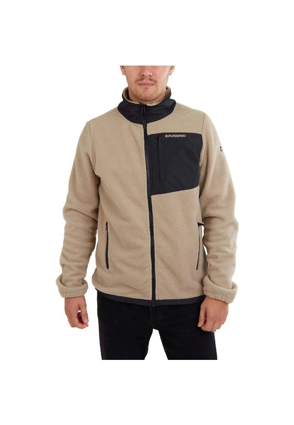 FUNDANGO - Sweter polarowy męski Fundango Haven Hybrid. Kolor: beżowy. Materiał: polar. Sport: turystyka piesza