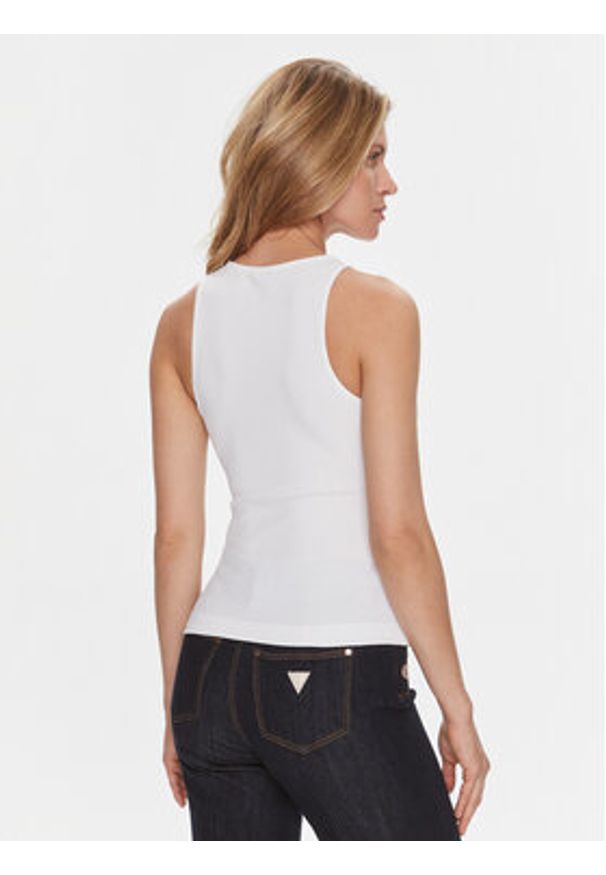 Guess Top W4RP43 KAZH2 Biały Slim Fit. Kolor: biały. Materiał: syntetyk