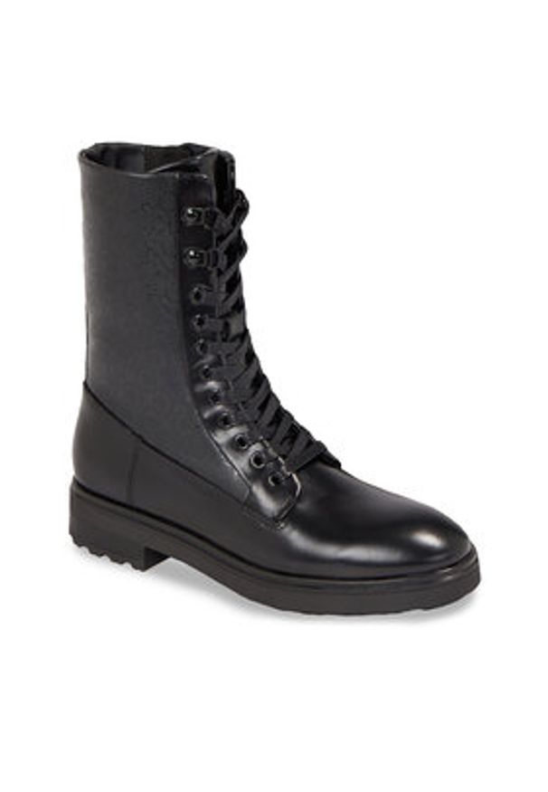 Calvin Klein Trapery Cleat Combat Boot - Epi Mono Mix HW0HW01713 Czarny. Kolor: czarny. Materiał: skóra