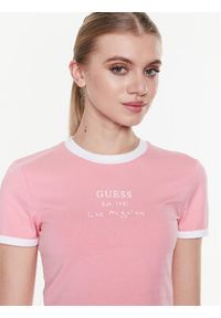Guess T-Shirt Signature V3GI02 KBNW0 Różowy Slim Fit. Kolor: różowy. Materiał: bawełna #2