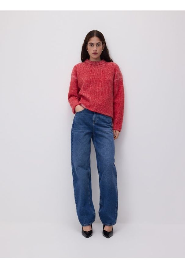 Reserved - Strukturalny sweter - wielobarwny. Materiał: wełna, dzianina. Styl: klasyczny