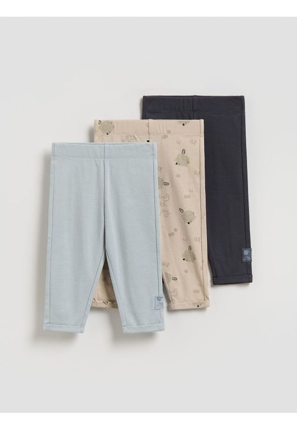 Reserved - Bawełniane spodnie 3 pack - kremowy. Kolor: kremowy. Materiał: bawełna