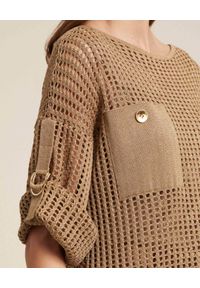 Luisa Spagnoli - LUISA SPAGNOLI - Sweter z siateczki CAPACE. Kolor: beżowy. Materiał: wiskoza. Wzór: ażurowy #2