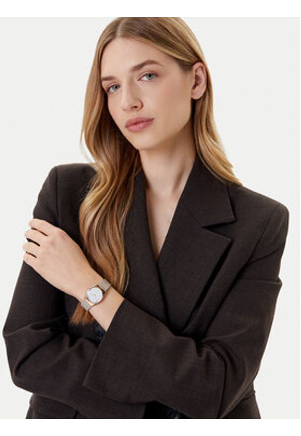 Skagen Zegarek SKW3079 Złoty. Kolor: złoty. Materiał: skóra