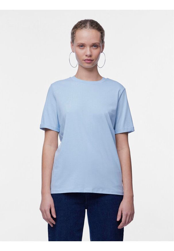 Pieces T-Shirt Ria 17086970 Niebieski Regular Fit. Kolor: niebieski. Materiał: bawełna