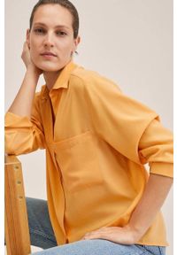 mango - Mango koszula Limone damska kolor pomarańczowy relaxed z kołnierzykiem klasycznym. Typ kołnierza: kołnierzyk klasyczny. Kolor: pomarańczowy. Długość rękawa: długi rękaw. Długość: długie. Styl: klasyczny #2