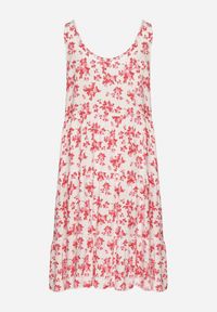 Born2be - Biało-Różowa Rozkloszowana Sukienka z Bawełny z Kwiatowym Wzorem Anniviana. Okazja: na co dzień, na imprezę. Kolor: biały. Materiał: bawełna. Wzór: kwiaty. Typ sukienki: proste. Styl: klasyczny, casual, elegancki #4