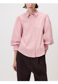 Reserved - Koszula z bufiastymi rękawami - pastelowy róż. Kolor: różowy. Materiał: bawełna, tkanina