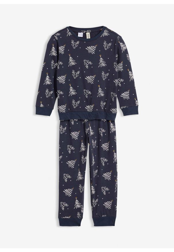 bonprix - Piżama z czystej bawełny organicznej (2 części). Kolor: niebieski. Materiał: bawełna