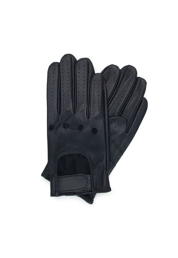 Wittchen - Rękawiczki samochodowe męskie ze skóry licowej czarne. Kolor: czarny. Materiał: skóra