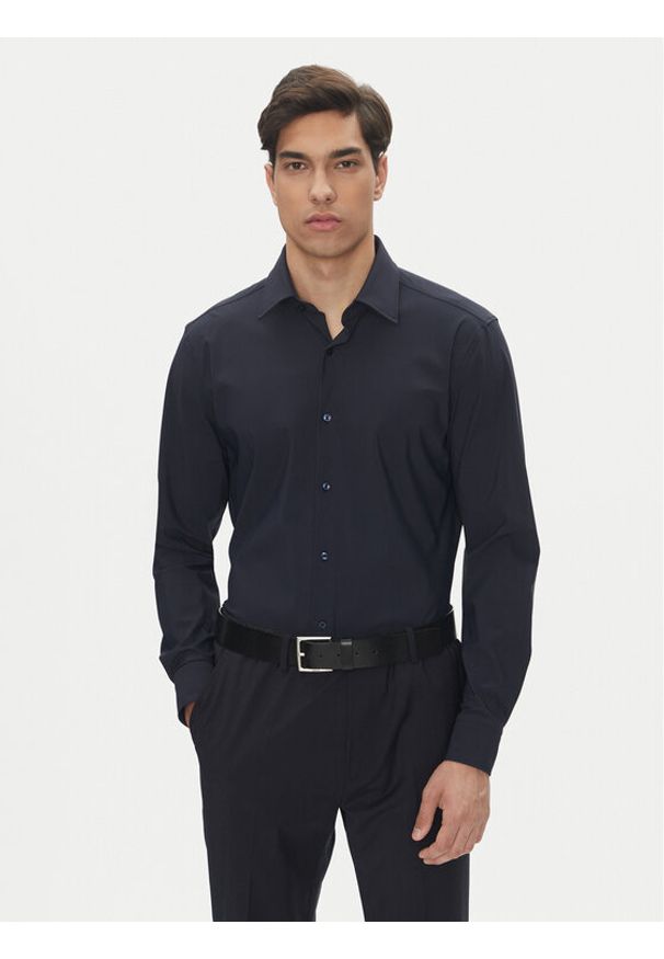 BOSS Koszula P-Hank 50539391 Granatowy Slim Fit. Kolor: niebieski. Materiał: syntetyk