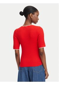 TOMMY HILFIGER - Tommy Hilfiger Sweter Fine Gg Cable Boat WW0WW50103 Czerwony Regular Fit. Kolor: czerwony. Materiał: bawełna #4