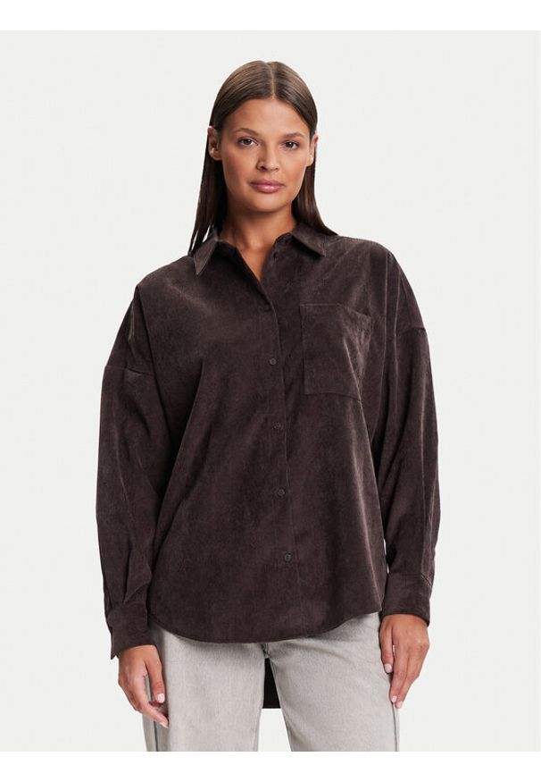 Vero Moda Koszula Sanne 10317194 Brązowy Oversize. Kolor: brązowy. Materiał: syntetyk