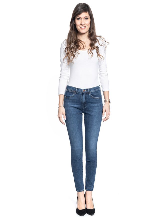 Wrangler - SPODNIE DAMSKIE WRANGLER SKINNY HIGH RISE MID STAR BLUE W27HJR811 112128095