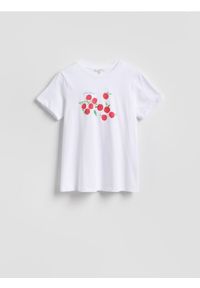 Reserved - Bawełniany t-shirt z nadrukiem - biały. Kolor: biały. Materiał: bawełna. Wzór: nadruk #1