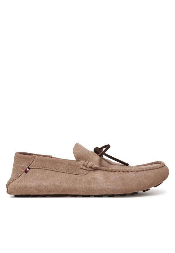 TOMMY HILFIGER - Tommy Hilfiger Mokasyny Hilfiger Folded Suede Driver FM0FM05385 Beżowy. Kolor: beżowy. Materiał: zamsz, skóra
