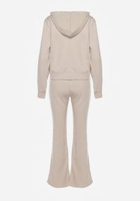 Renee - Beżowy Komplet Dresowy z Bawełny Spodnie Dzwony i Rozpinana Bluza z Kapturem Auim. Kolor: beżowy. Materiał: bawełna, dresówka #3