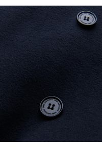 Ombre Clothing - Płaszcz męski z asymetrycznym zapięciem i wysokim kołnierzem – granatowy V3 - Rozmiar: XL. Okazja: na co dzień. Typ kołnierza: kołnierzyk stójkowy. Kolor: niebieski. Materiał: wiskoza, poliester, materiał, syntetyk, włókno. Długość: długie. Wzór: aplikacja, jednolity. Styl: wizytowy, casual, elegancki #2